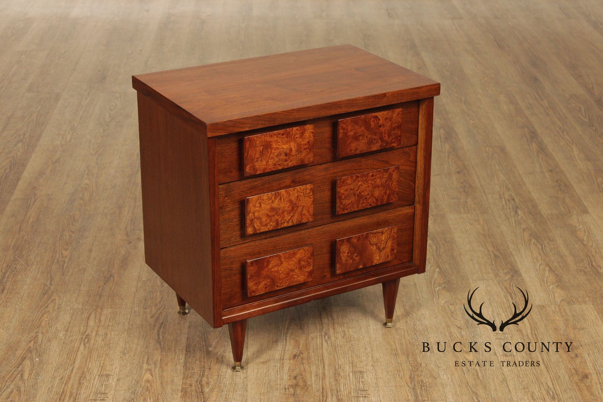 Mid Century Modern Pair of Walnut Nightstands