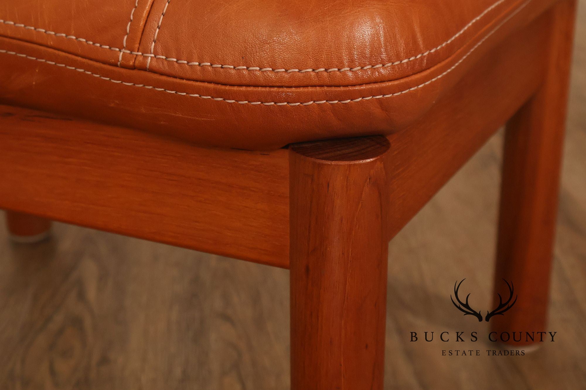 Thams Kvalitet Danish Modern Teak and Leather Ottoman