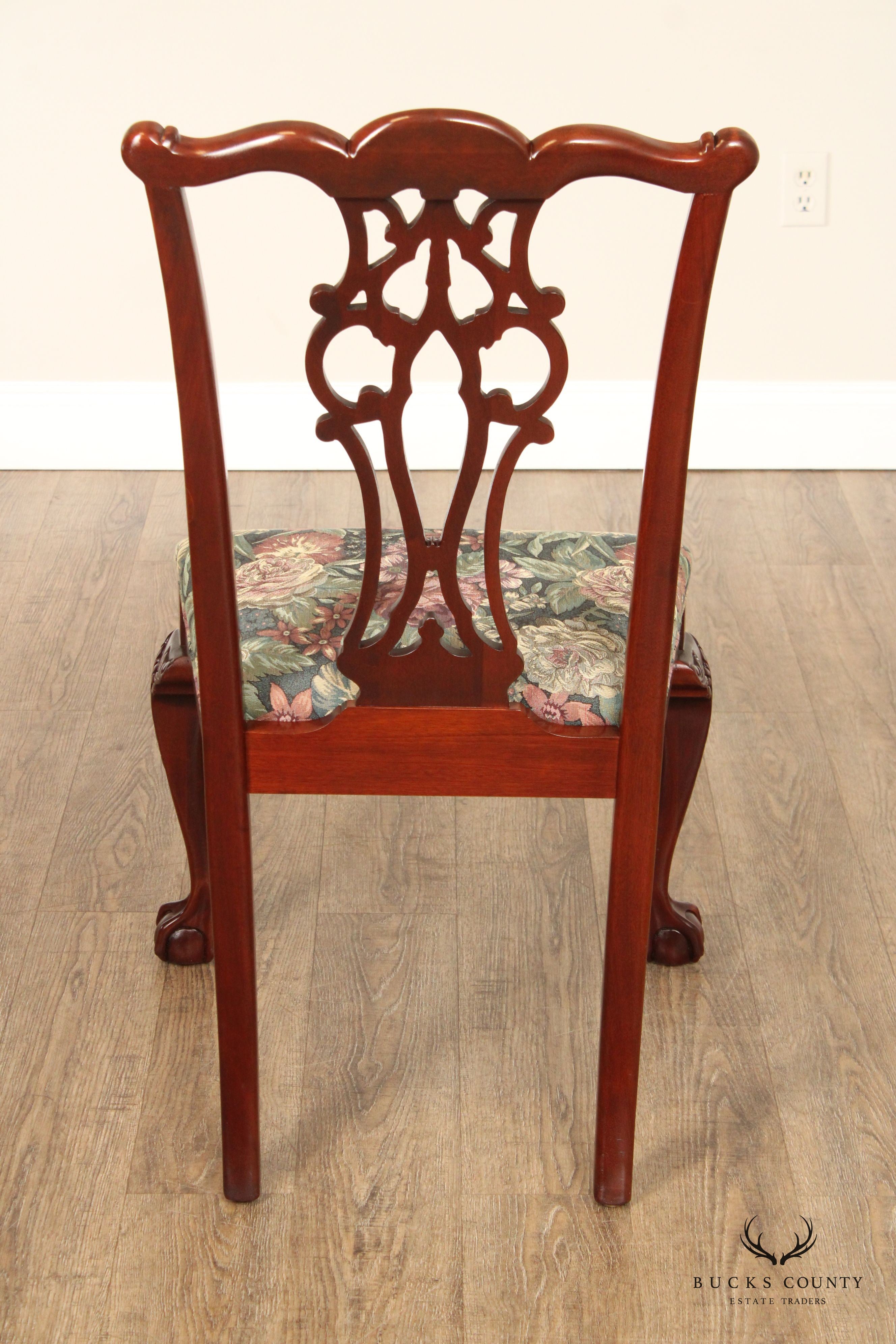 Ethan Allen Chippendale Style 18th Century Mahogany Collection Set of 10 Carved Dining Chairs