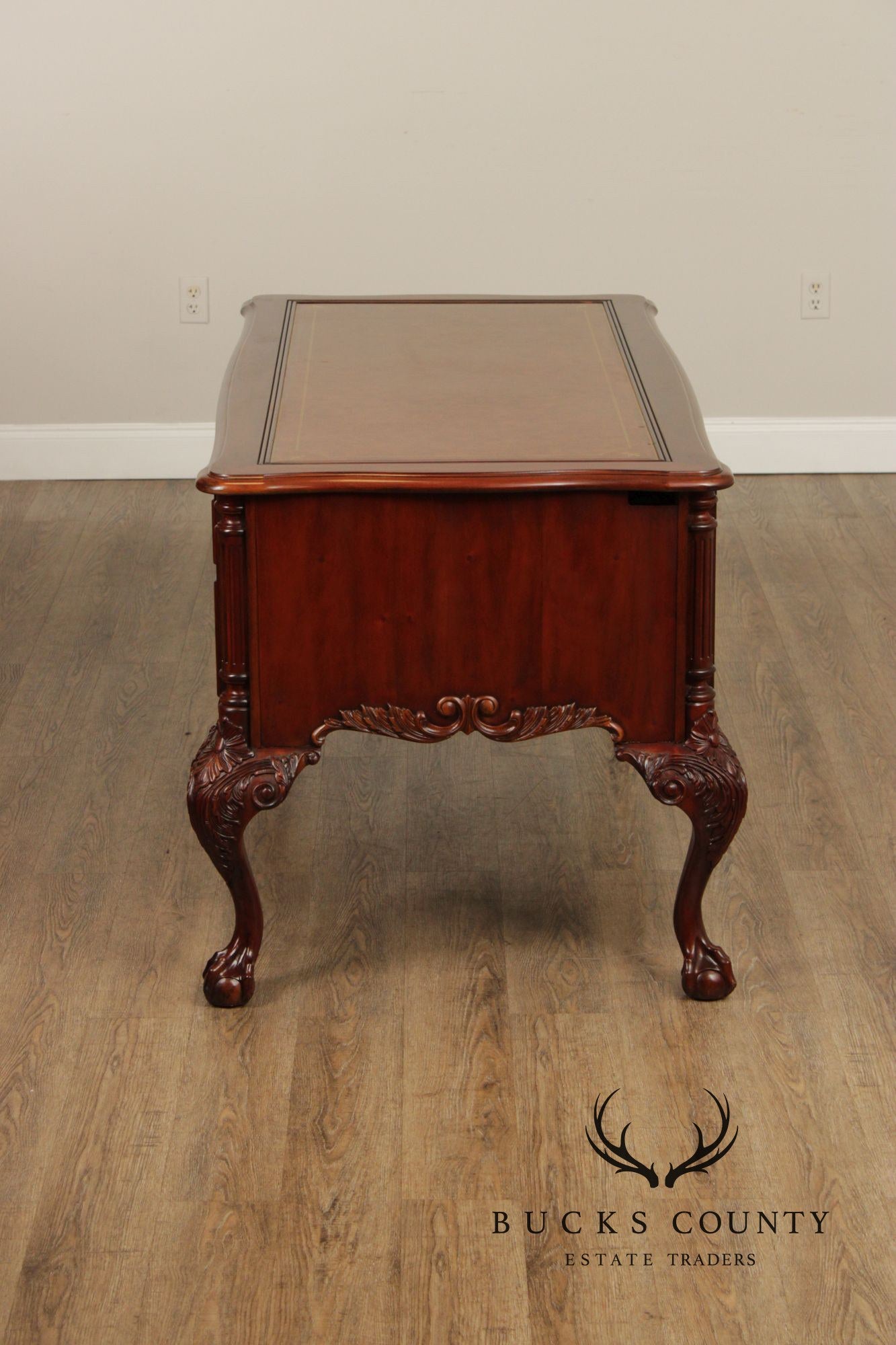 Sligh 'The Ellis Line' Chippendale Style Leather Top Mahogany Executive Writing Desk