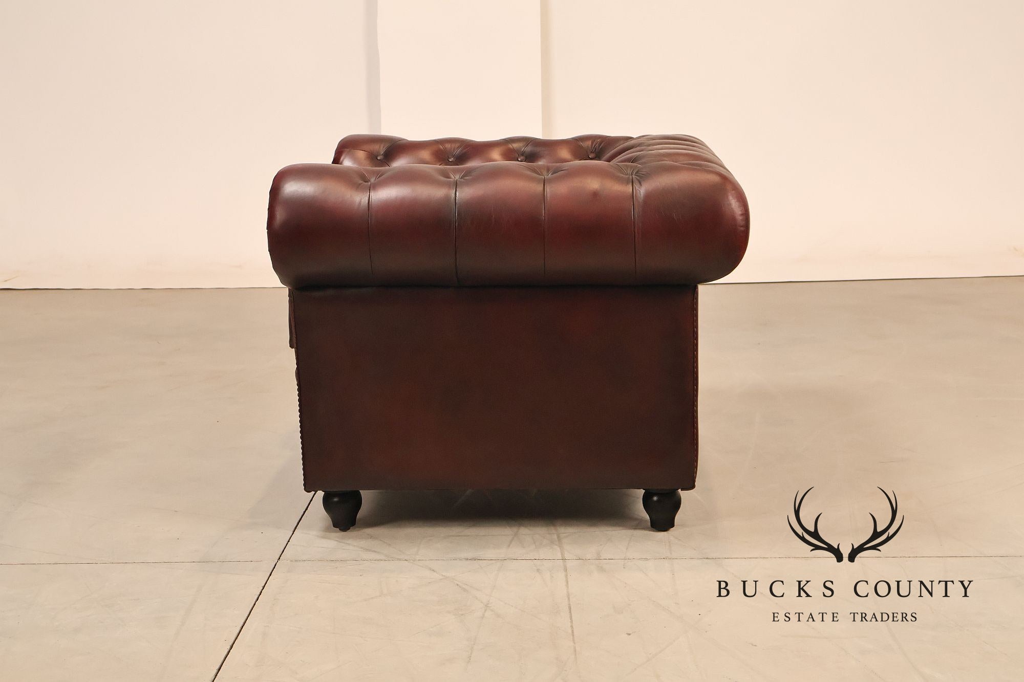 Chesterfield Style Pair of Oxford Red Leather Club Chairs