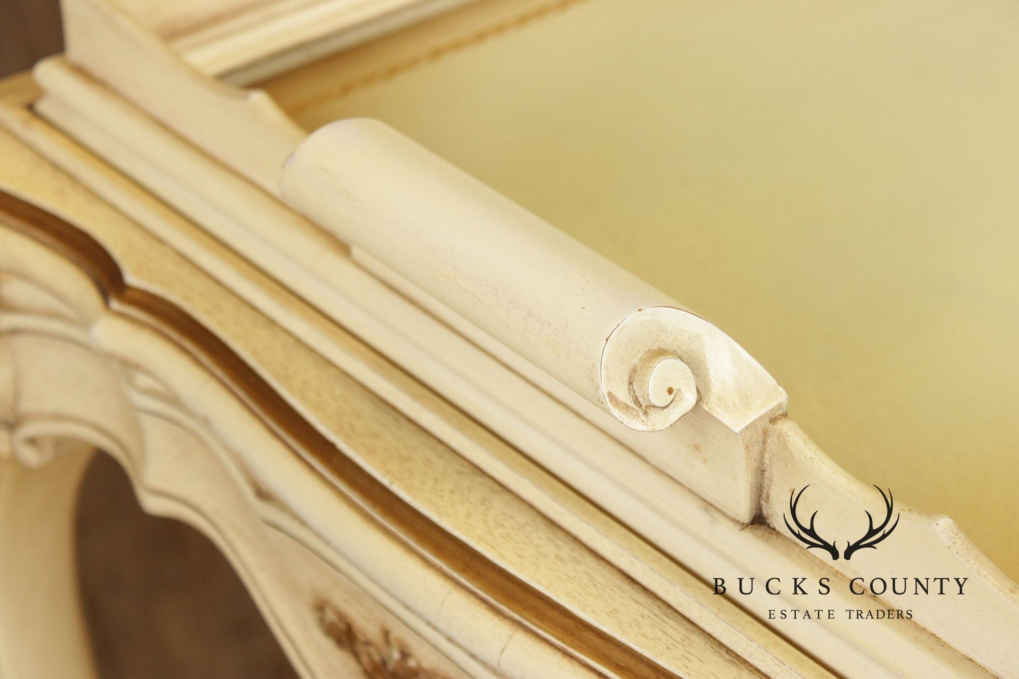 French Provincial Style Vintage Painted Tray Top Bar Cart