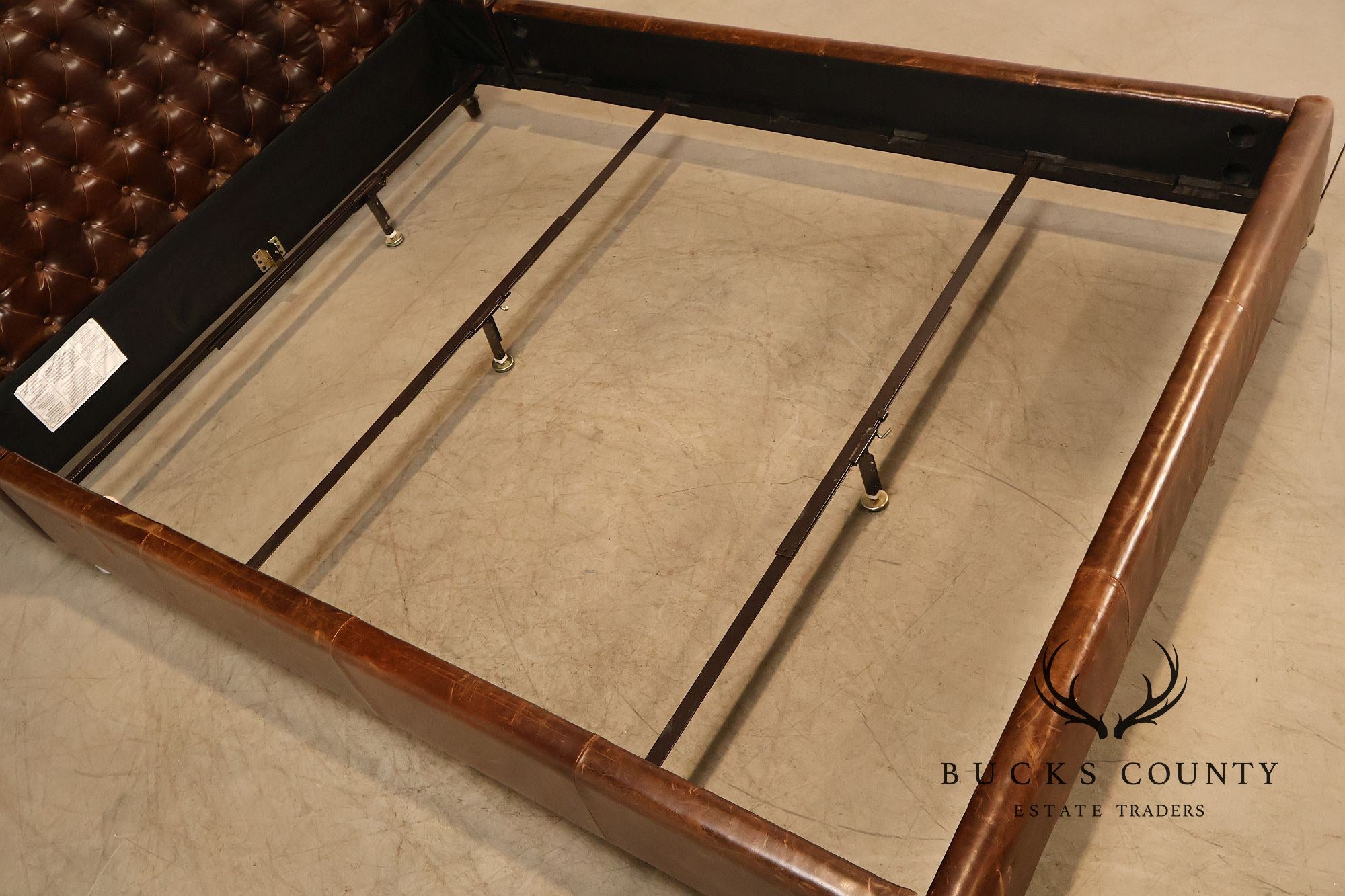 Restoration Hardware 'Churchill' Tufted Leather Queen Bed