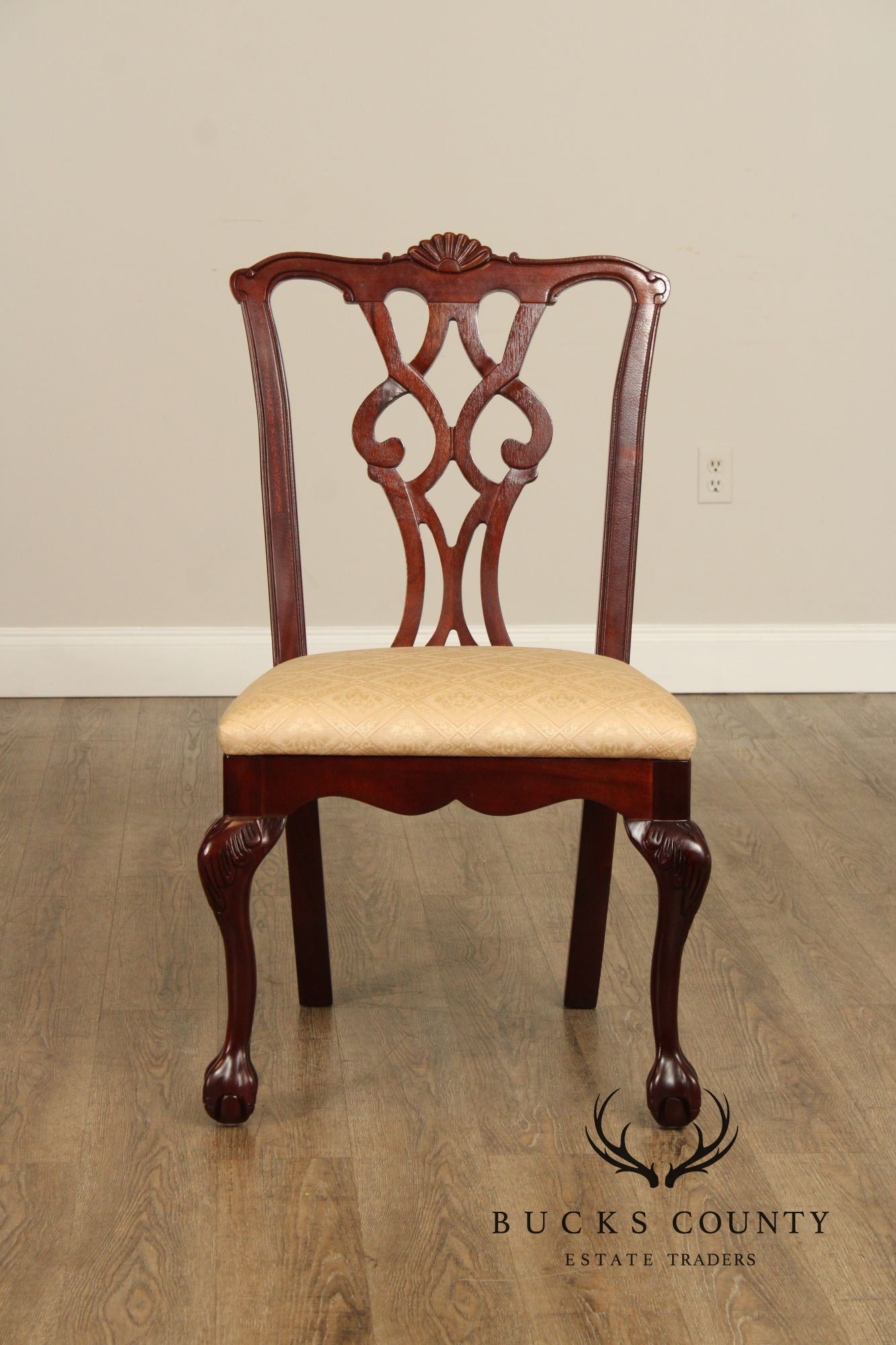 Statesville Chair Co. Chippendale Style Set of Four  Solid Mahogany Dining Chairs