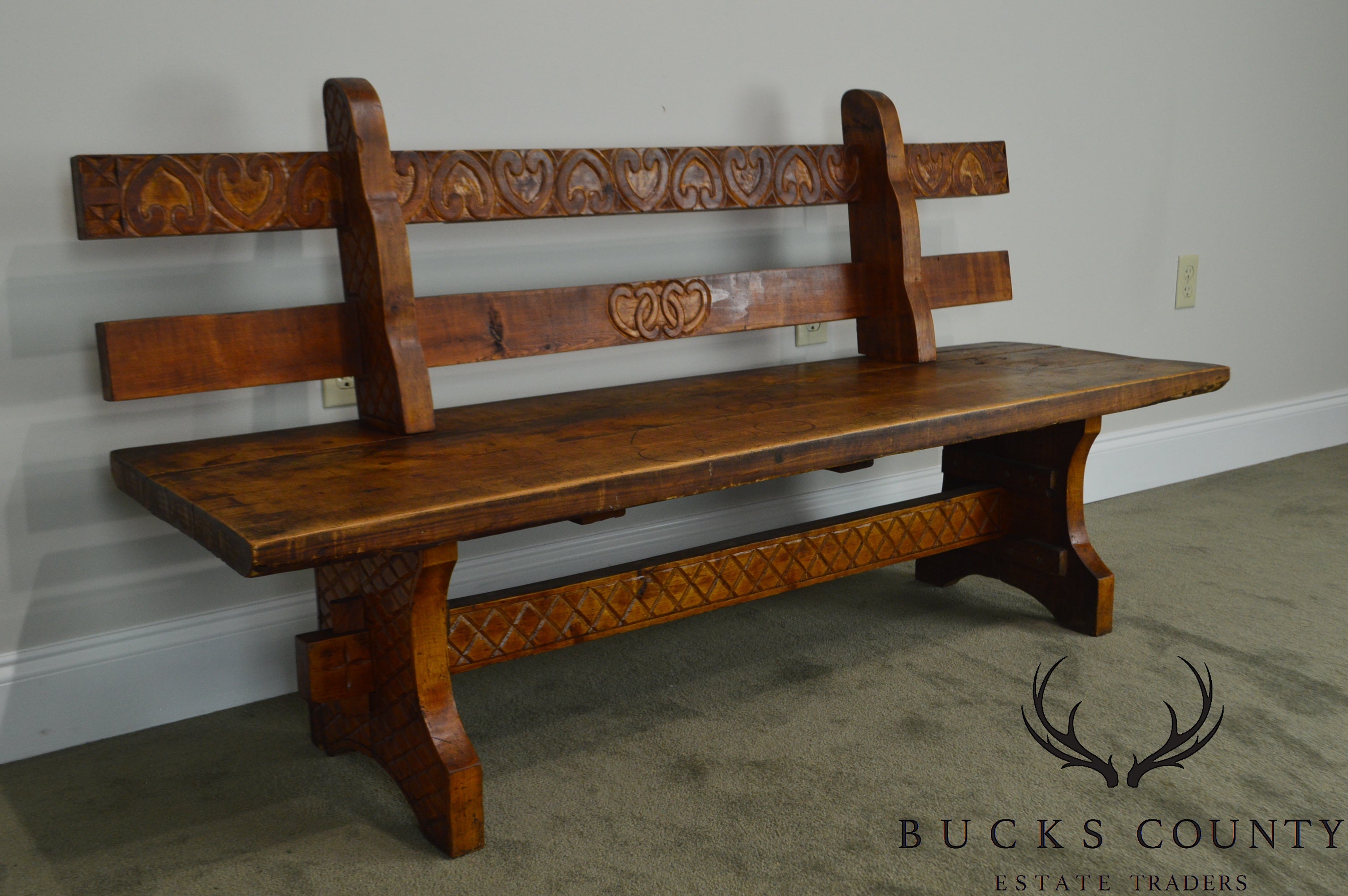 Antique Rustic Arts & Crafts Bench Settee