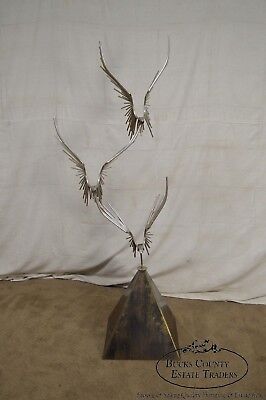 Curtis Jere Large Chromed Metal Birds in Flight Sculpture (B)