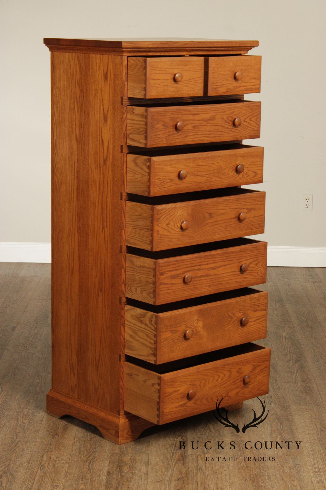 Hunt Country Furniture Oak Eight Drawer High Chest