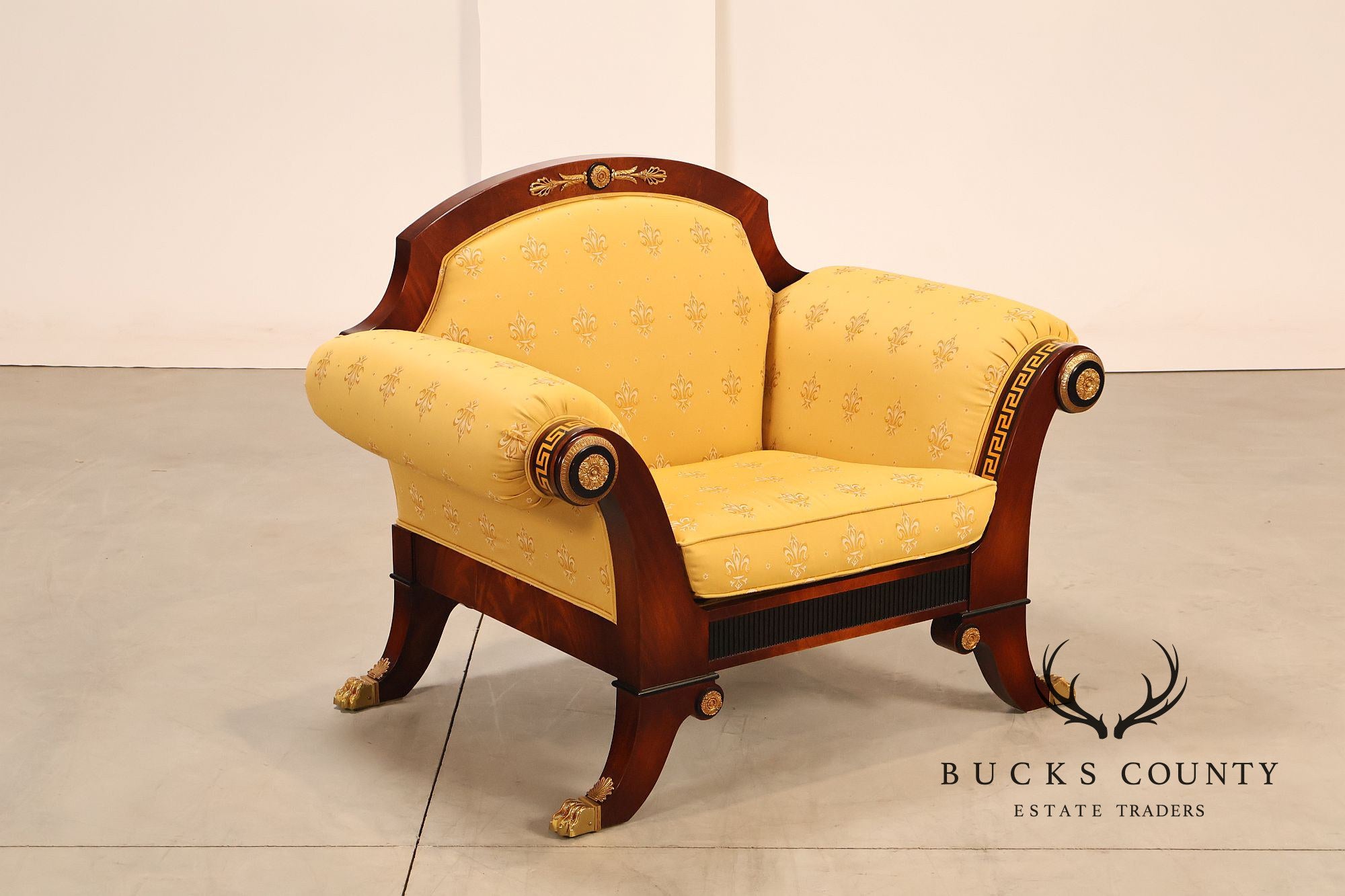Empire Style Mahogany Armchair With Gilt Bronze Mounts