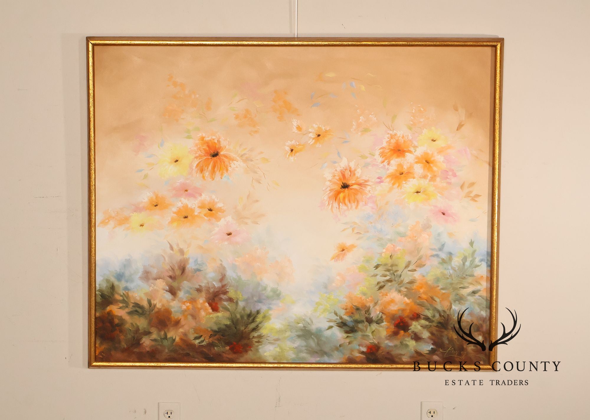 Shirley Fleming Large Floral Oil Painting