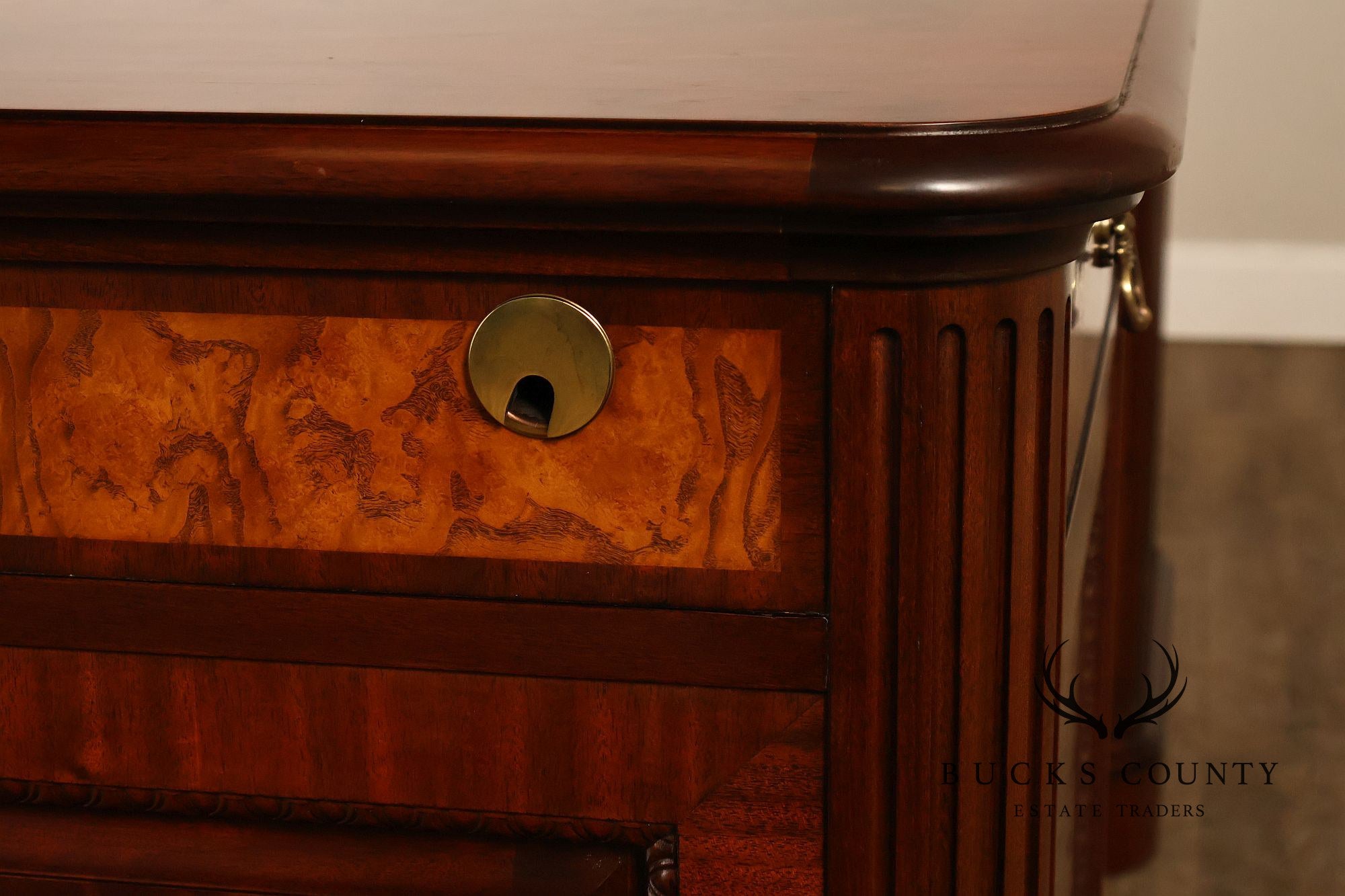 Henkel Harris Mahogany And Burlwood Leather Top Executive Desk