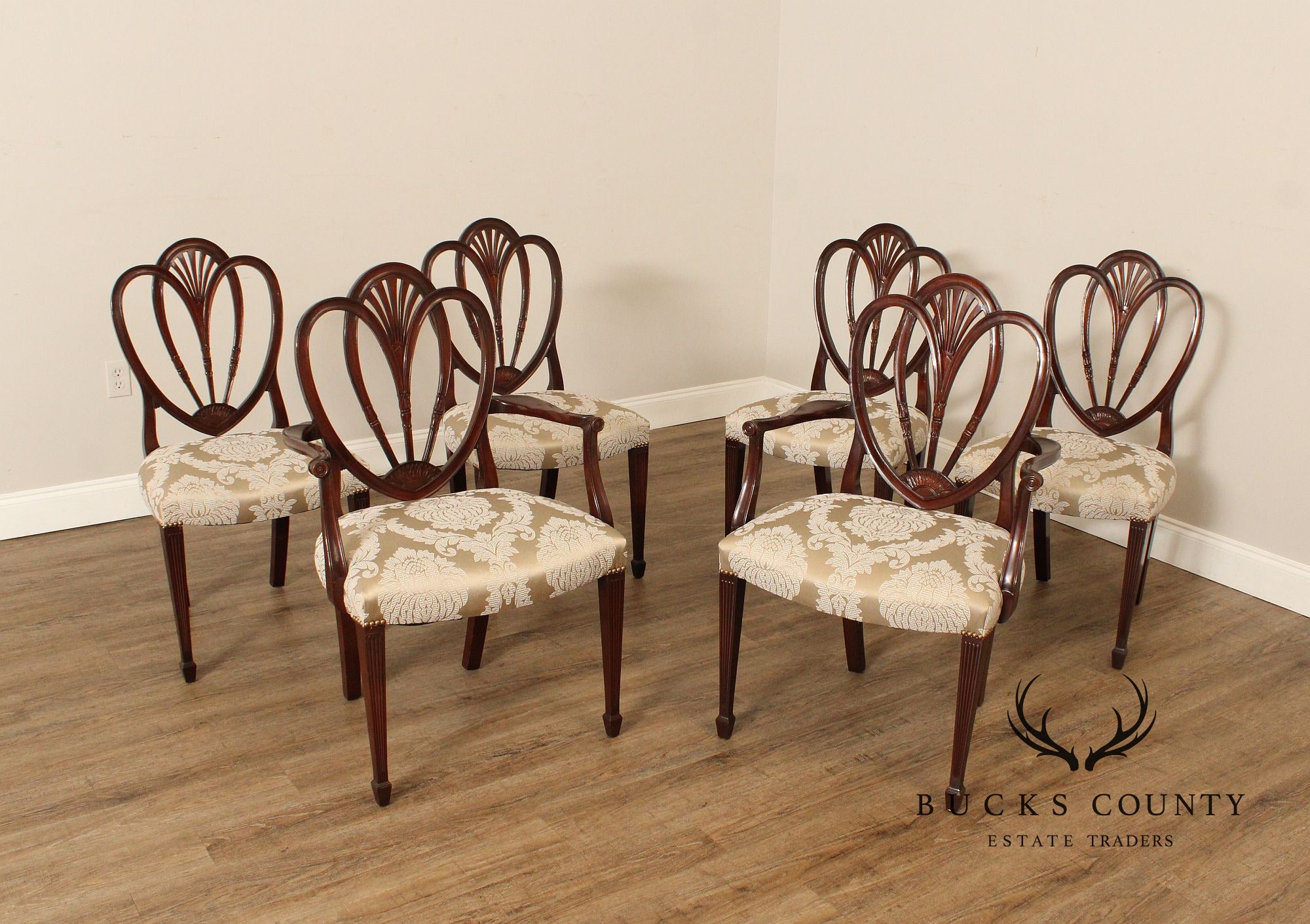 Old Colony Furniture 1930's  Hepplewhite Style Set Of Six Mahogany Shield Back Dining Chairs