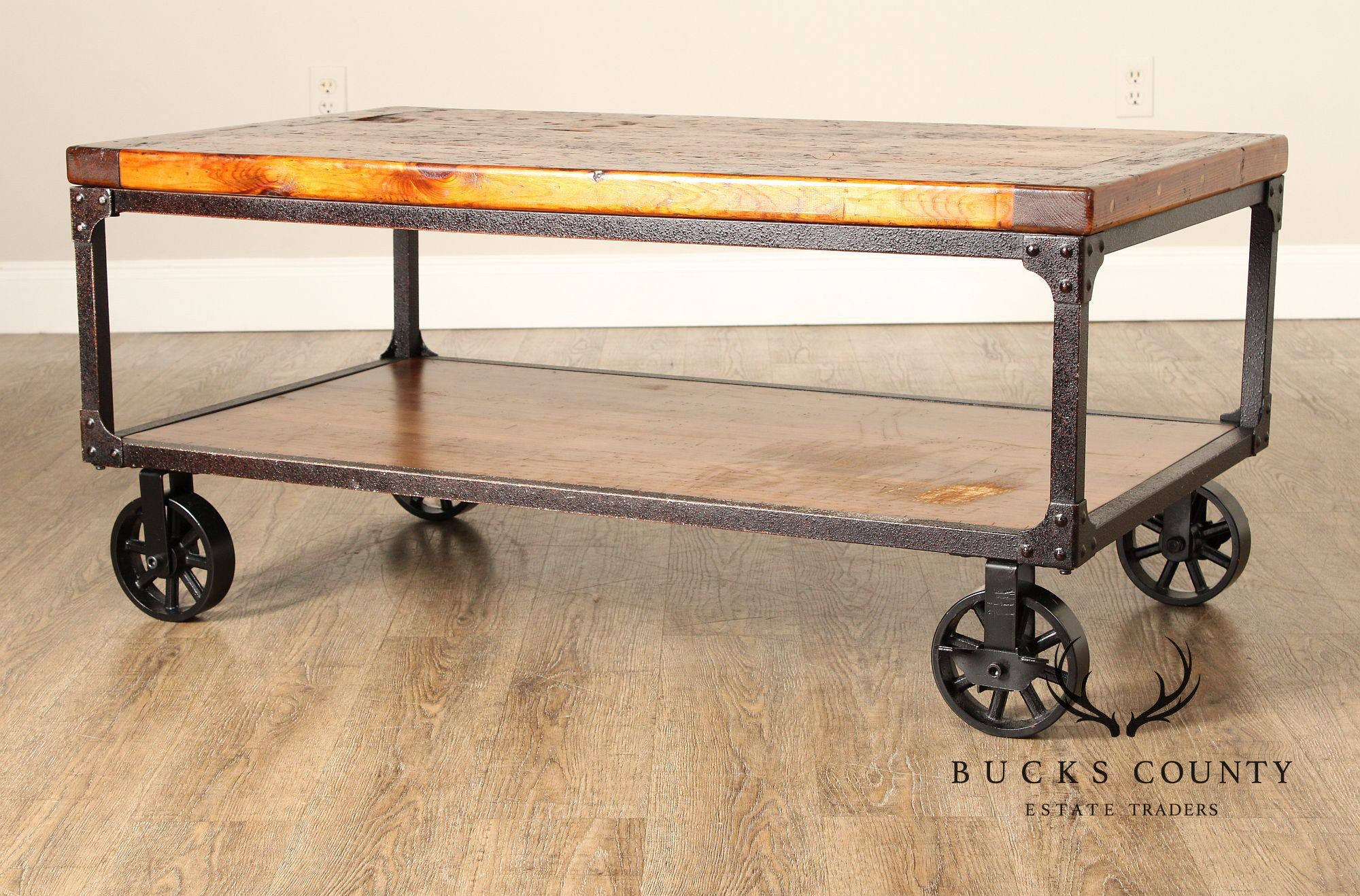 Industrial Style Rolling Coffee Table