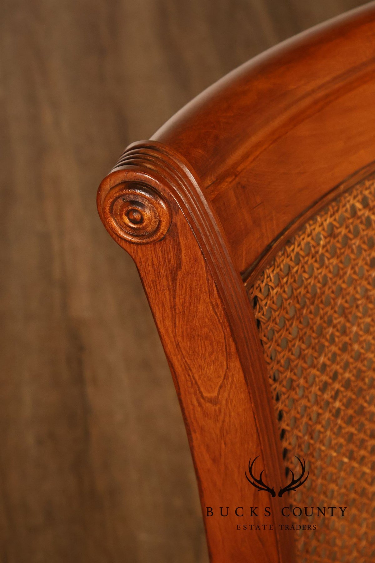 Vintage Leather and Cane Swivel Office Armchair