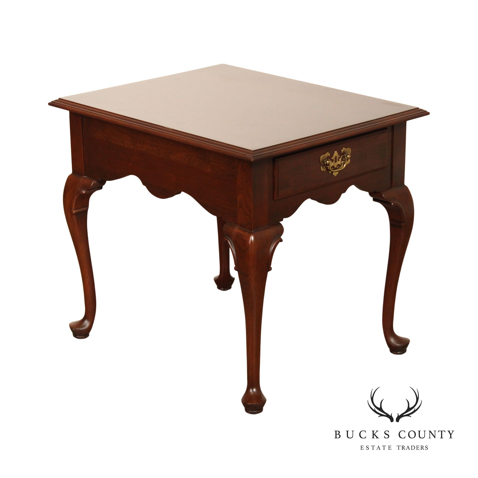 ETHAN ALLEN 'GEORGIAN COURT' QUEEN ANNE STYLE CHERRY END TABLE