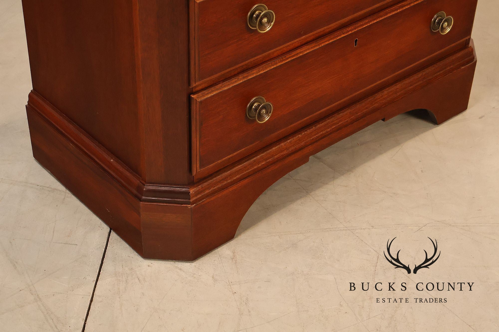 Stanley Furniture Regency Style Pair of Marble Top Mahogany Nightstands