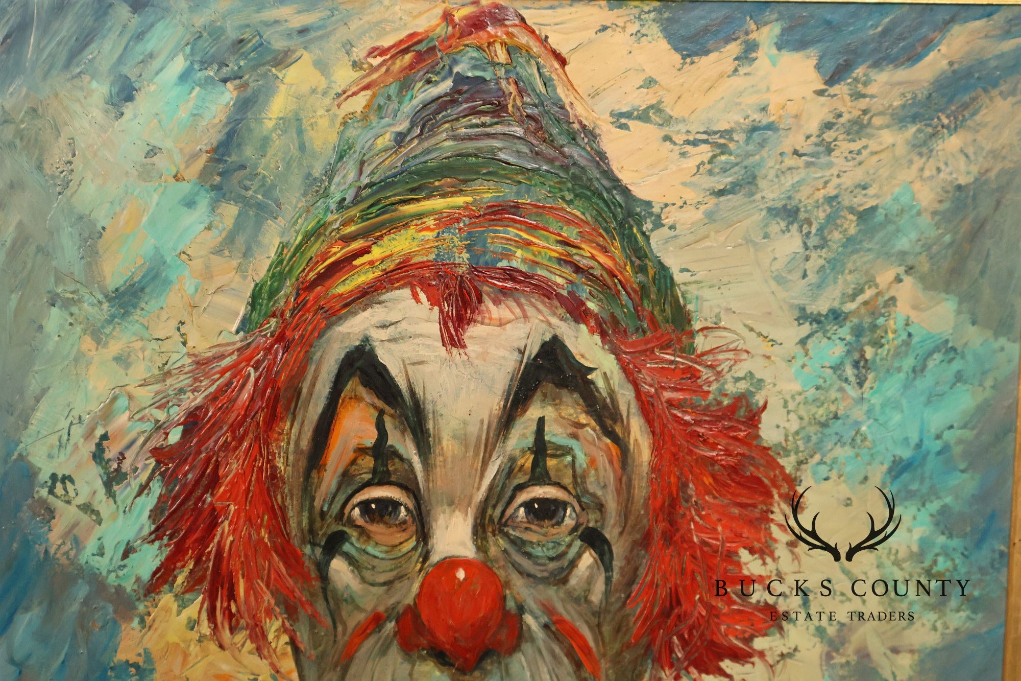 Louis Spiegel Mid Century Original Clown Oil Painting
