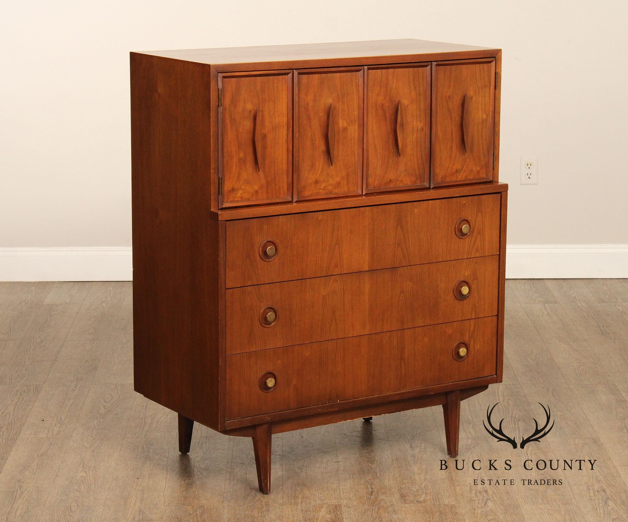 American of Martinsville Mid Century Modern Walnut Tall Chest