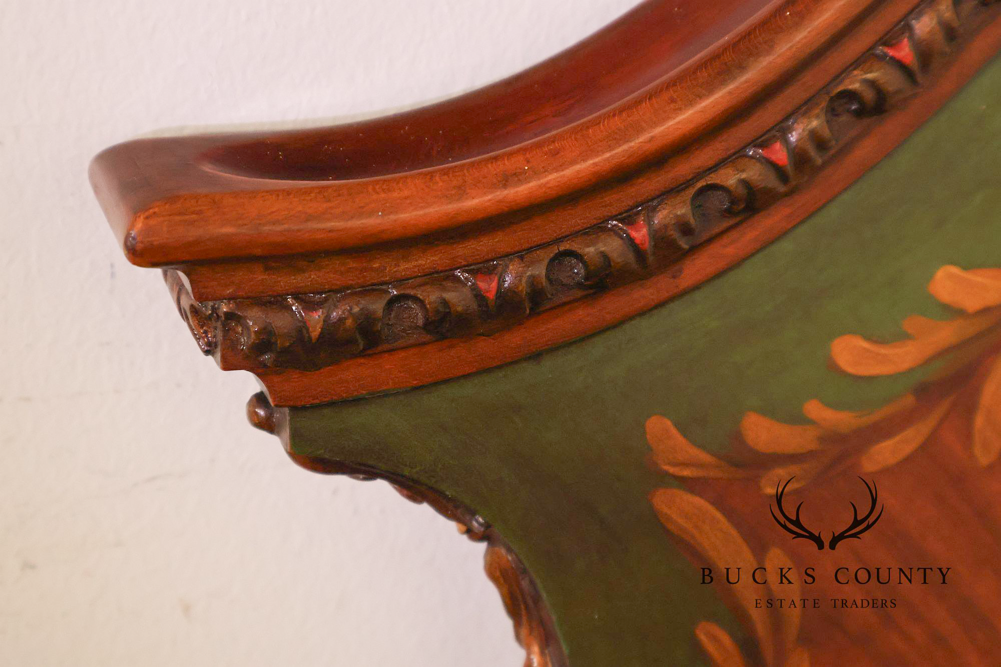 Edwardian Paint Decorated Satinwood Twin Headboard