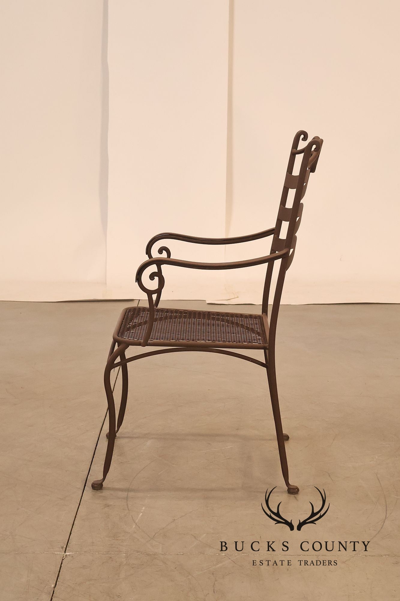 Tuscan Style Set of Four Wrought Iron Patio Chairs
