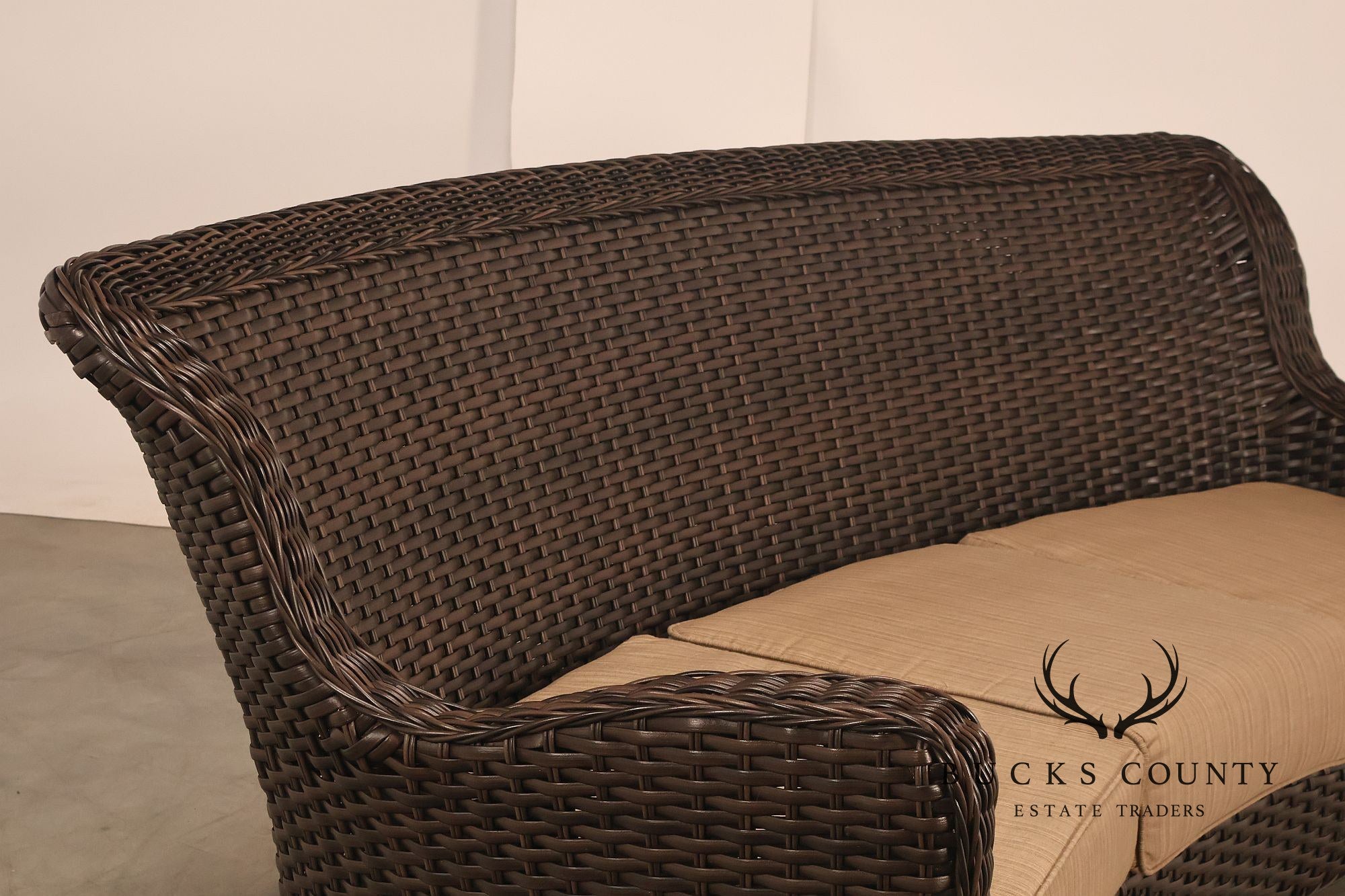 Nothhcape Outdoor Wicker Curved 'Richmond' Patio Sofa With Sunbrella Cushions