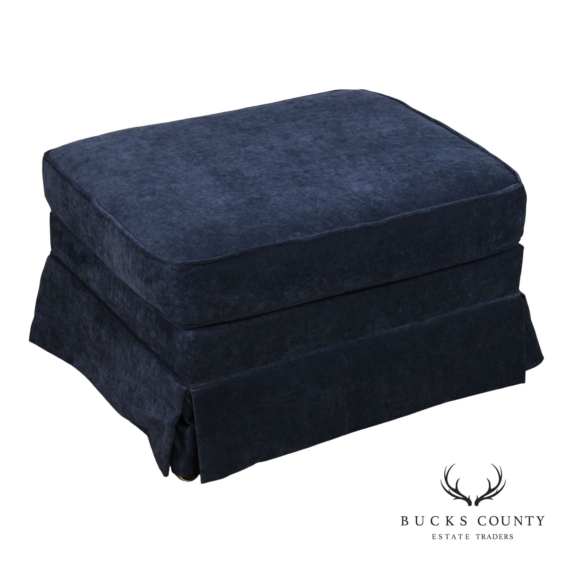 Quality Navy Blue Custom Upholstered Ottoman