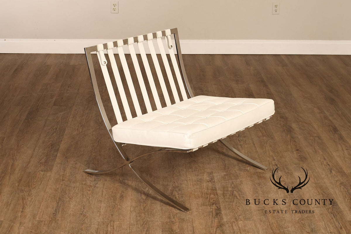 Mid Century Modern Pair of White Barcelona Chairs