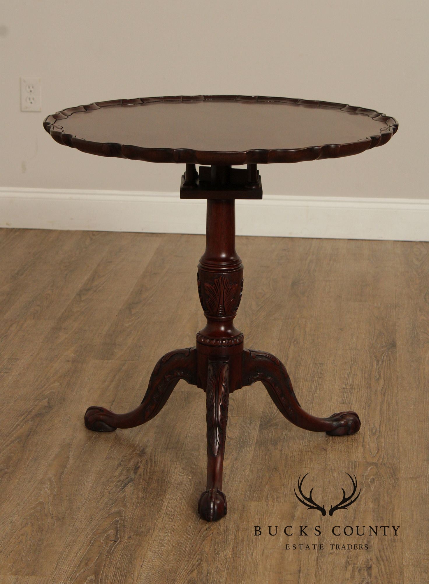 Henkel Harris Carved Mahogany Tilt Top Tea Table