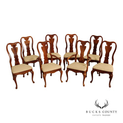 Thomasville Queen Anne Style Set of Eight Cherry Dining Chairs