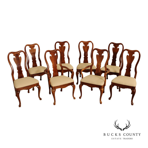 Thomasville Queen Anne Style Set of Eight Cherry Dining Chairs