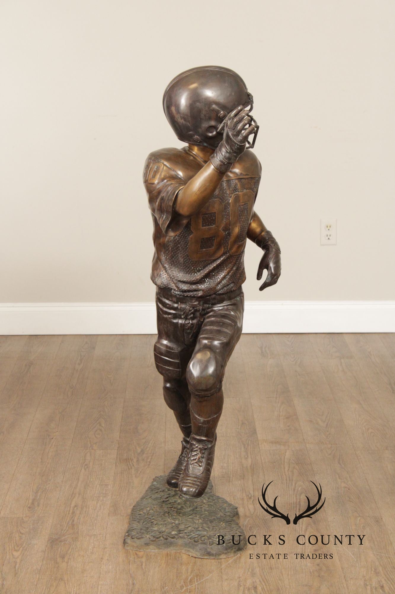 Bronze Garden Statue Of A Football Player