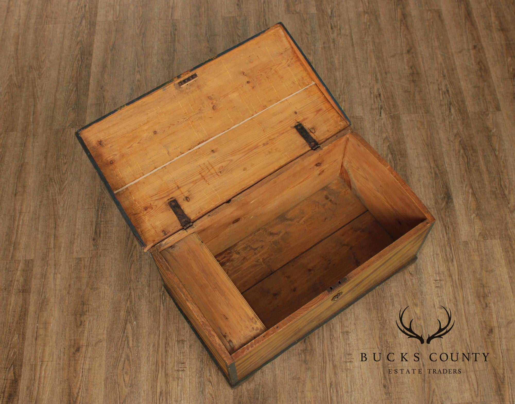 Antique Dome Top Grain Painted Pine Blanket Chest