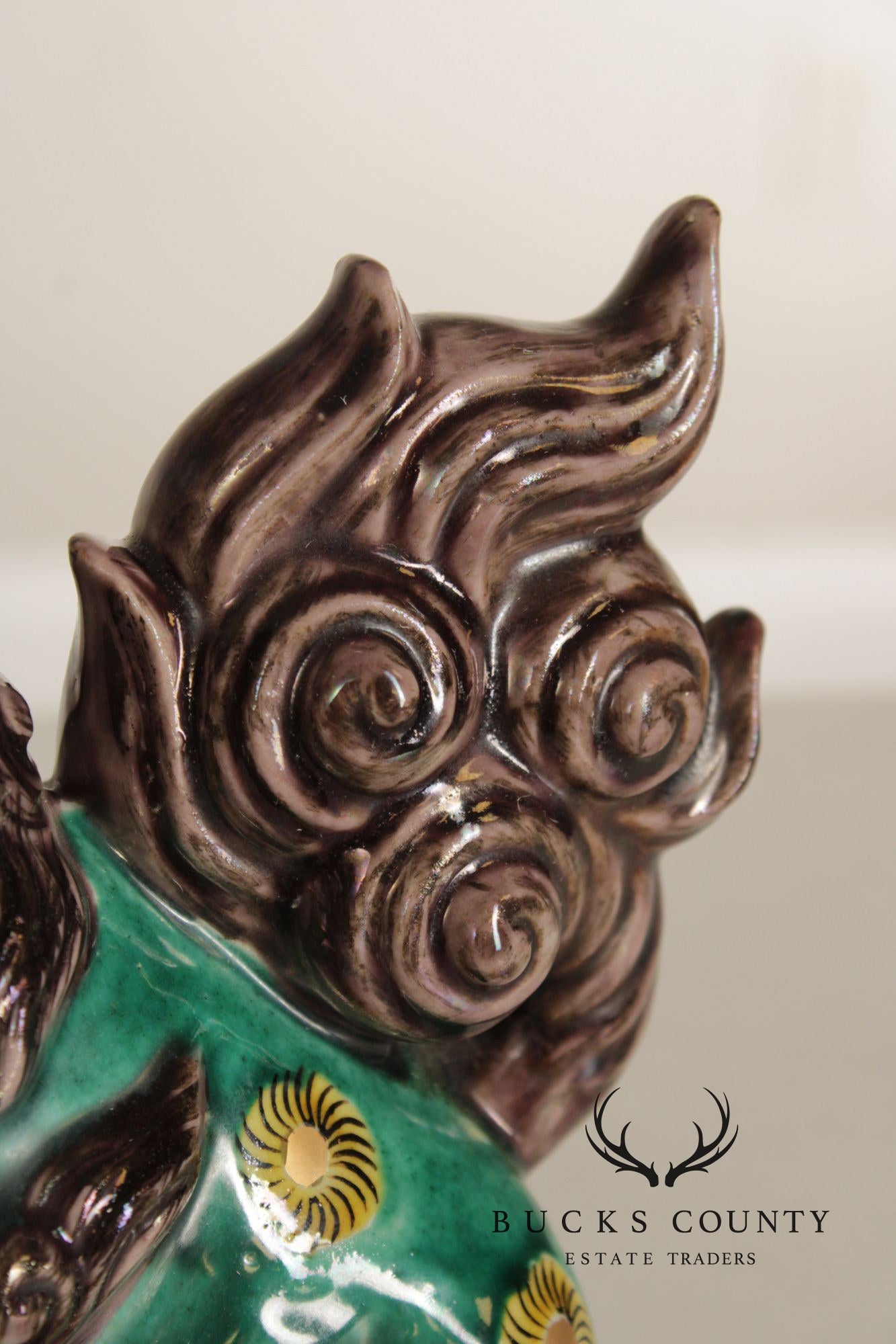Vintage Chinese Pair of Painted Porcelain Foo Dogs