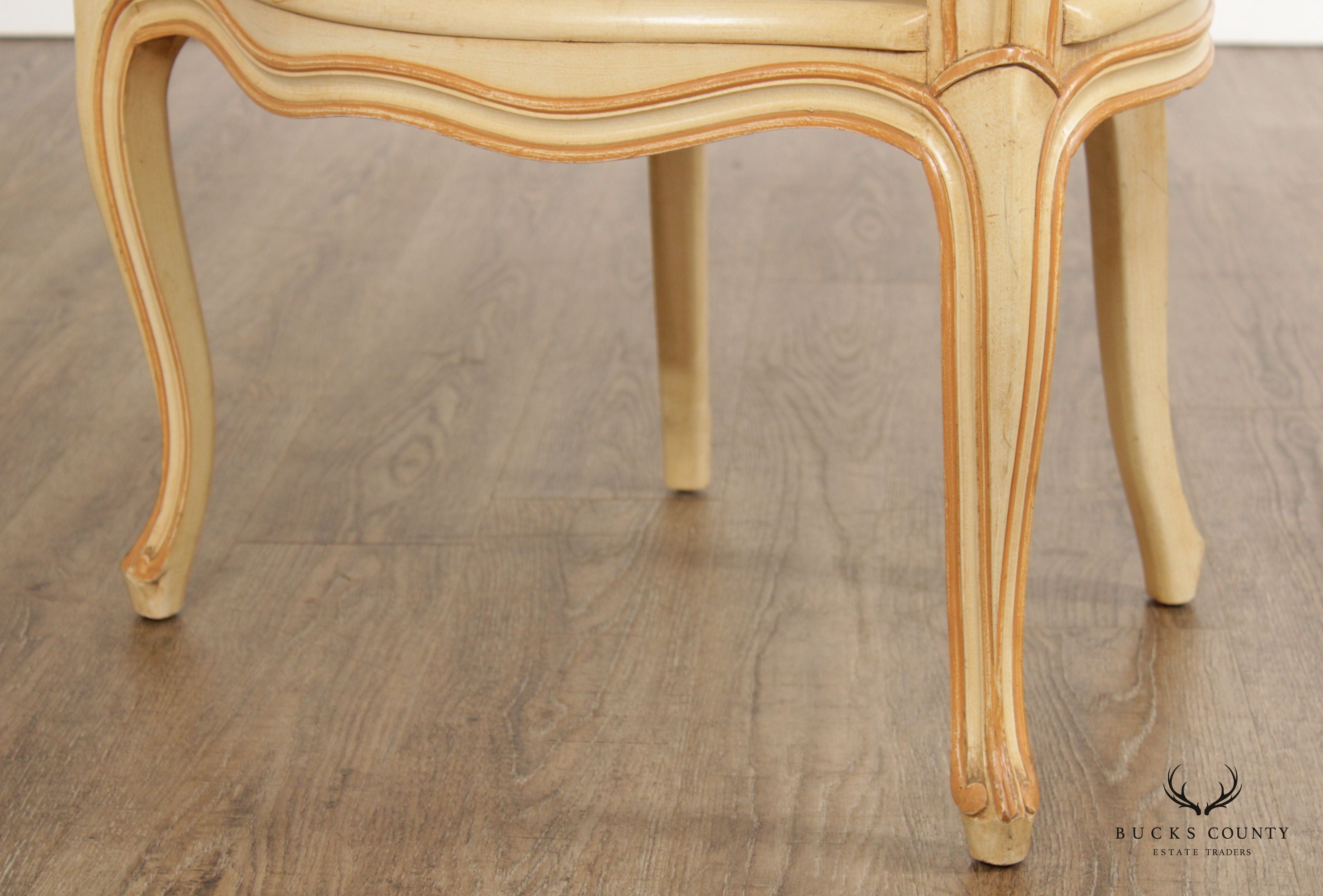 Kindel French Louis XV Style Cane Barrel Back Accent Chair