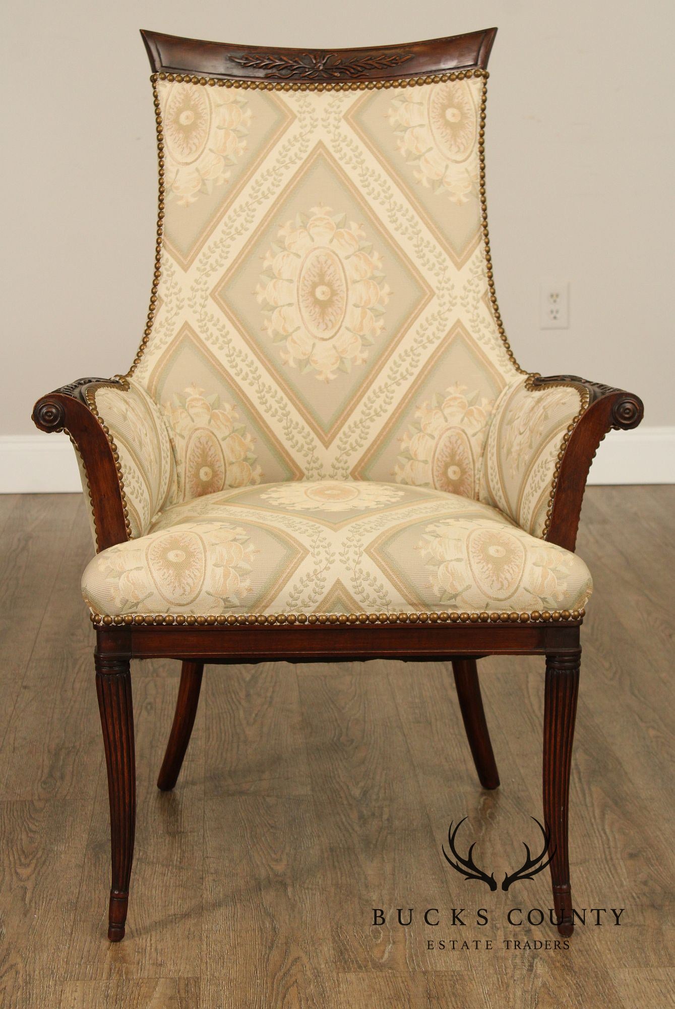 Grosfeld House Regency Style Pair of Mahogany Fireside Chairs