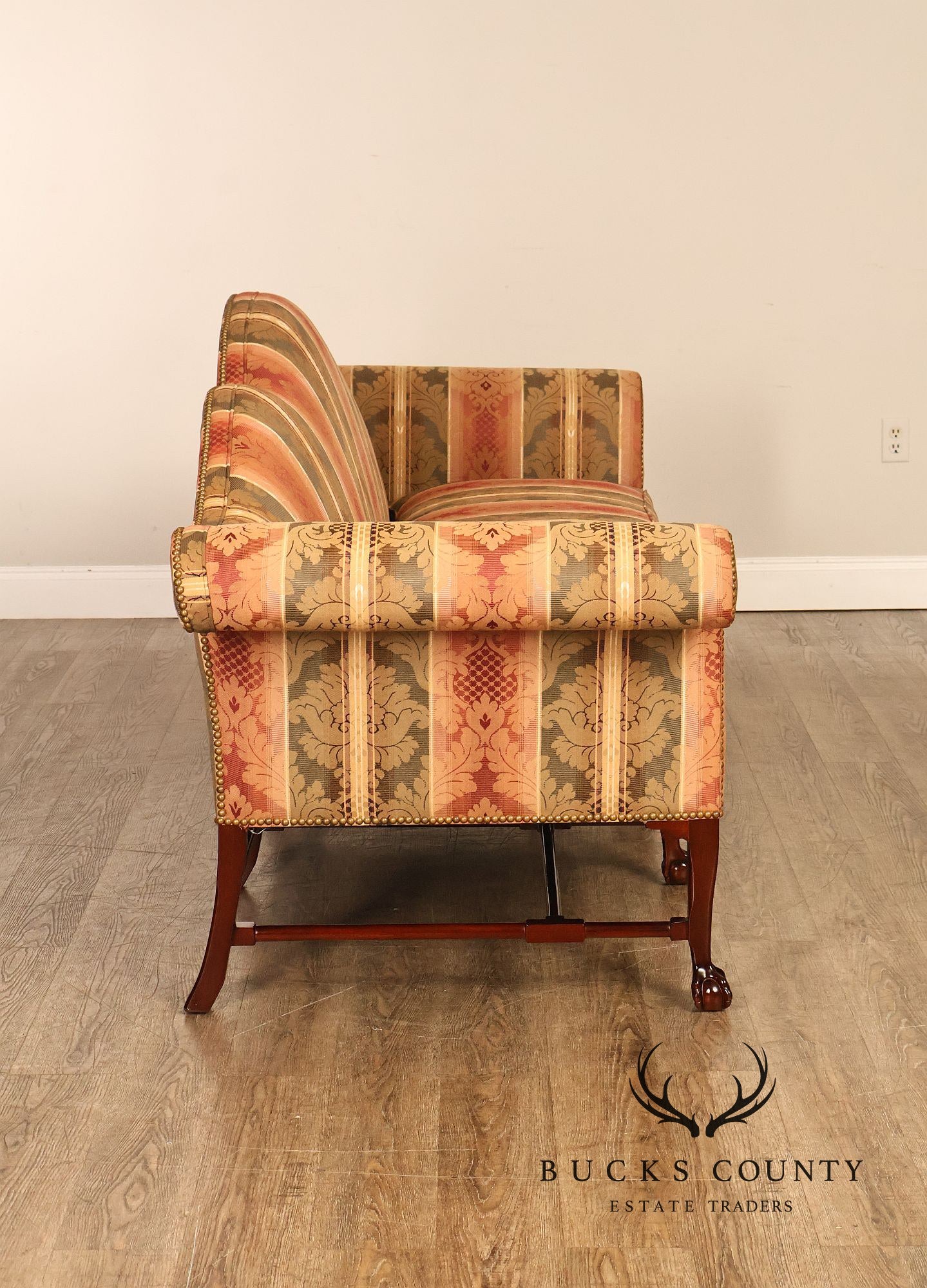 Kindel Winterthur Irish Georgian Chippendale Style Mahogany Camelback Sofa