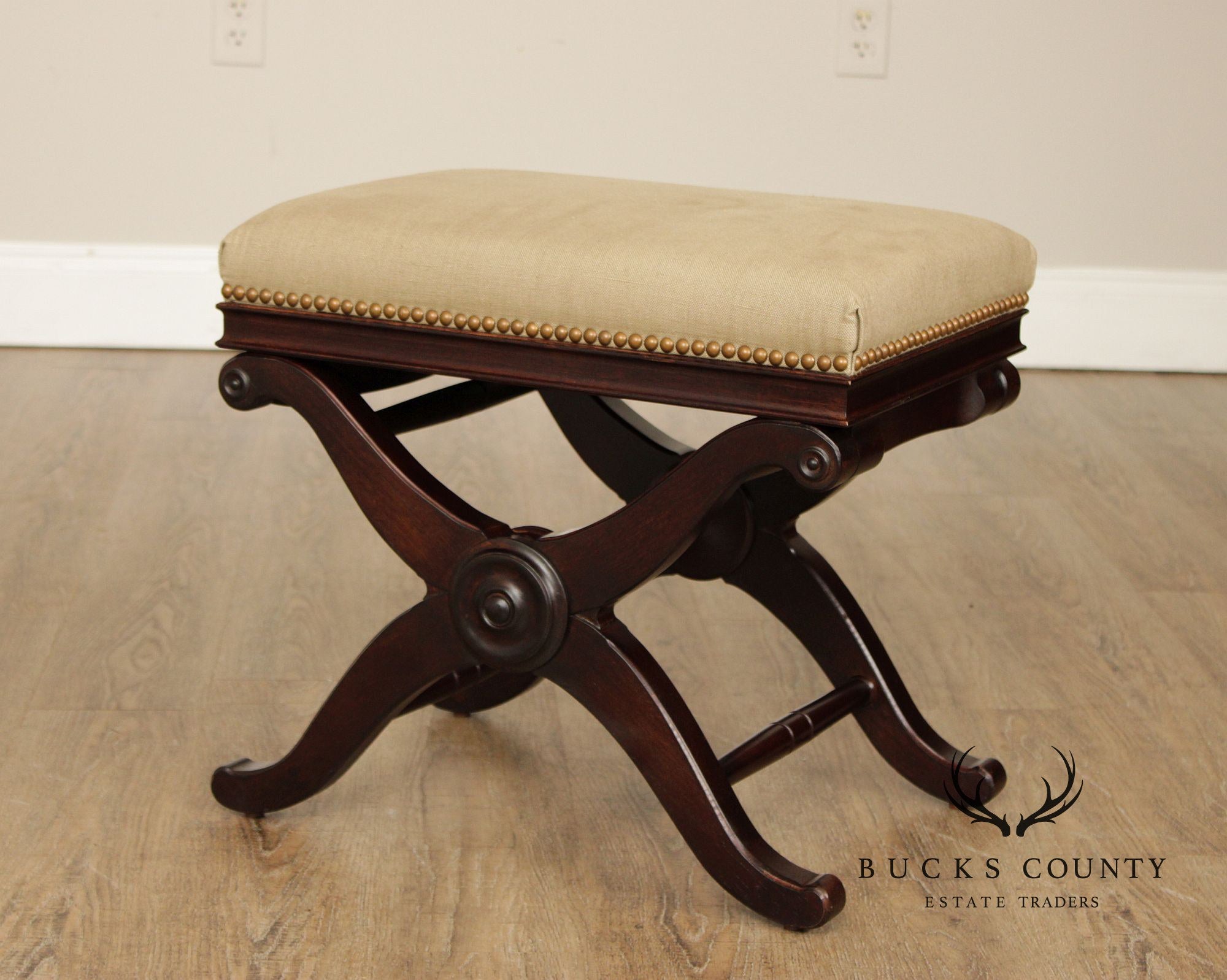 Restoration Hardware English Regency Style Mahogany X Base Bench