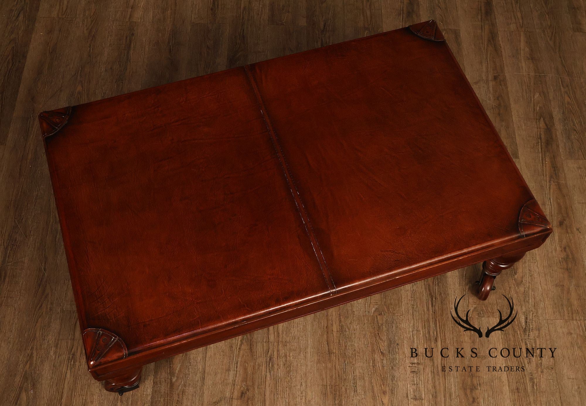South Cone Company Traditional LeatherTop Coffee Table On Casters