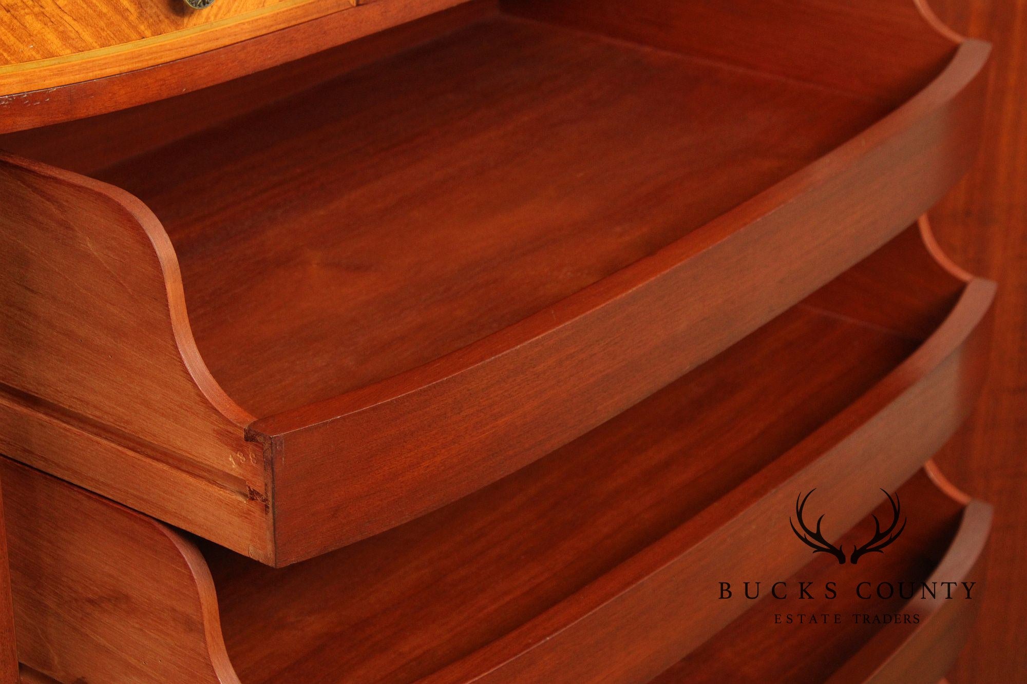 1930's French Louis XV Style Inlaid Satinwood Demilune Gentleman's High Chest