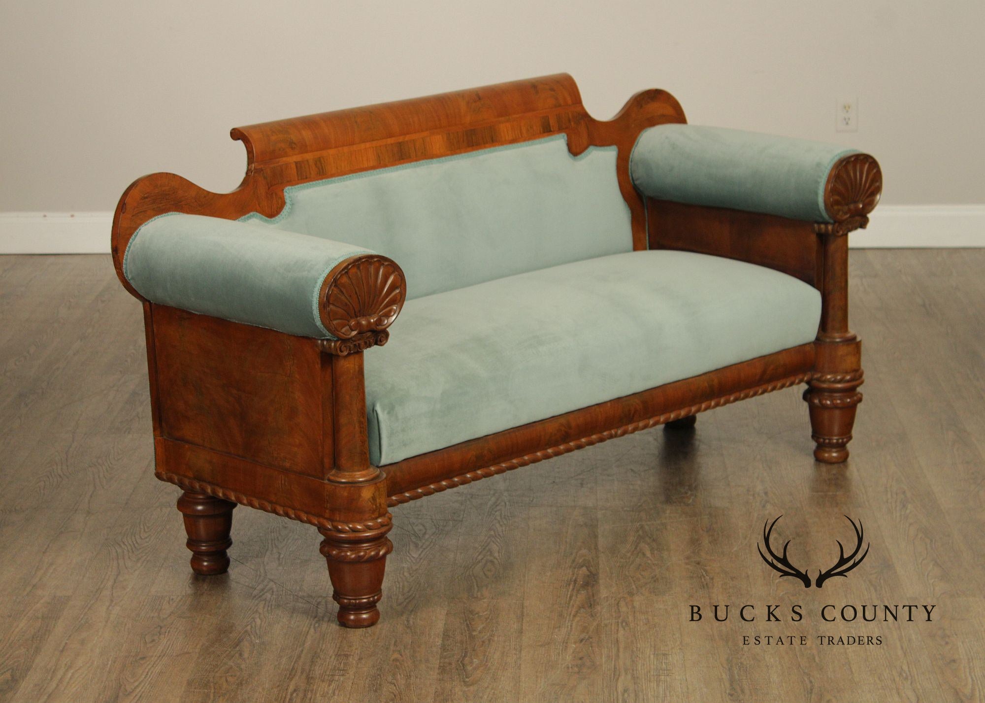 Antique American Empire Carved Mahogany Sofa