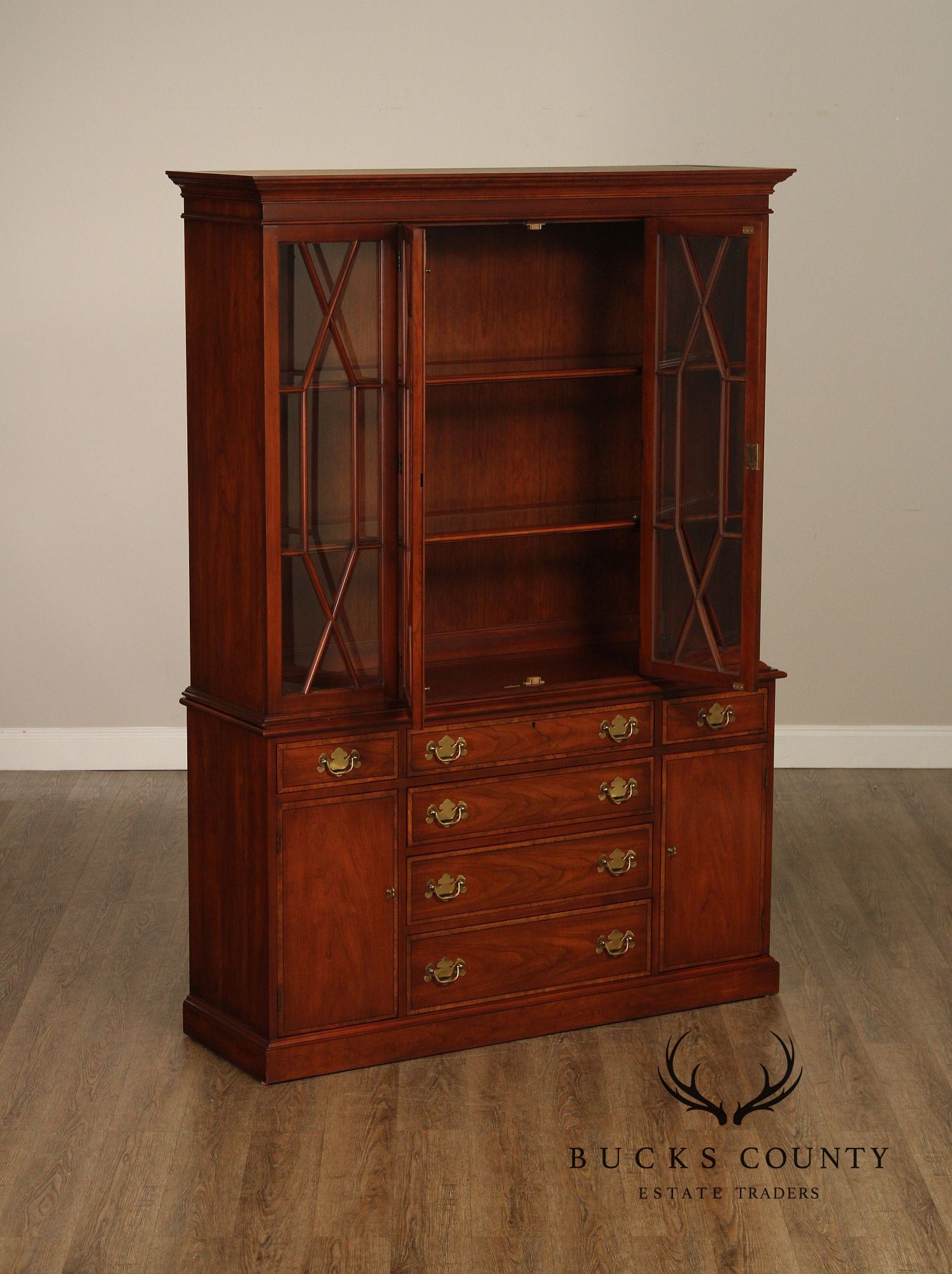 Henkel Harris Cherry Breakfront China Cabinet
