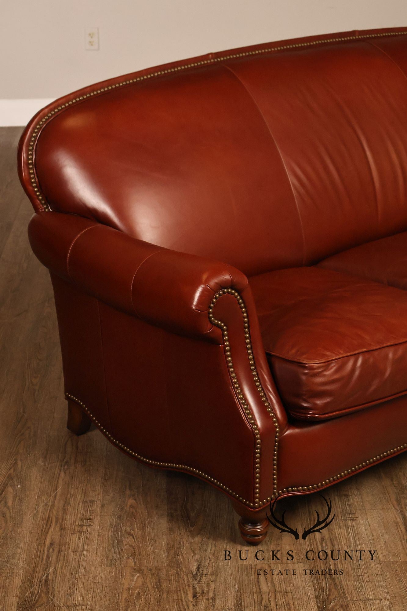 Bradington-Young Traditional Style Leather Three Cushion Sofa