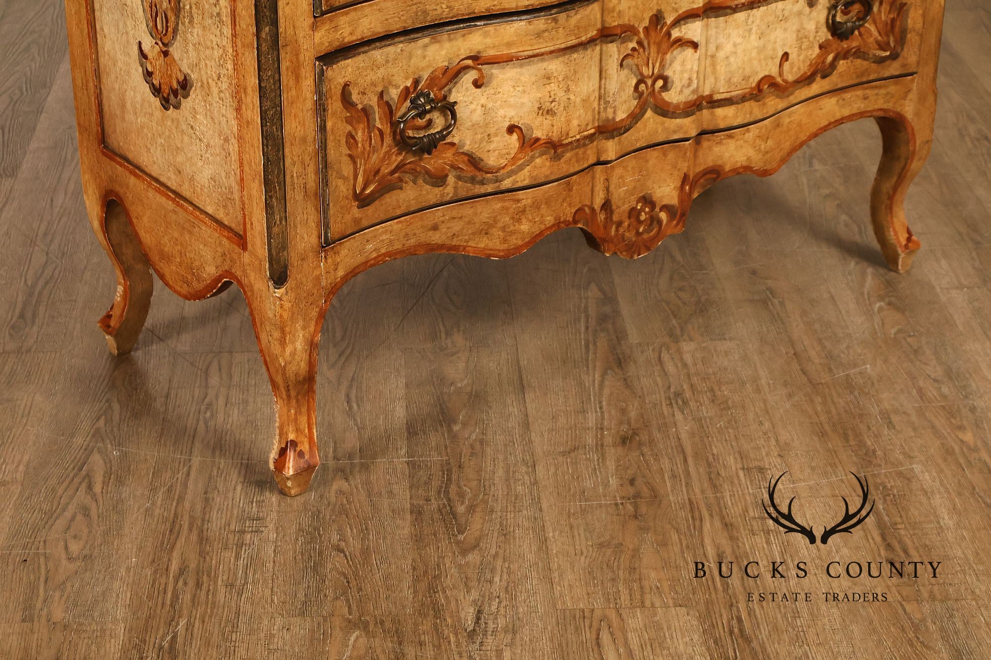 Rococo Style Painted Bombe Chest Of Drawers