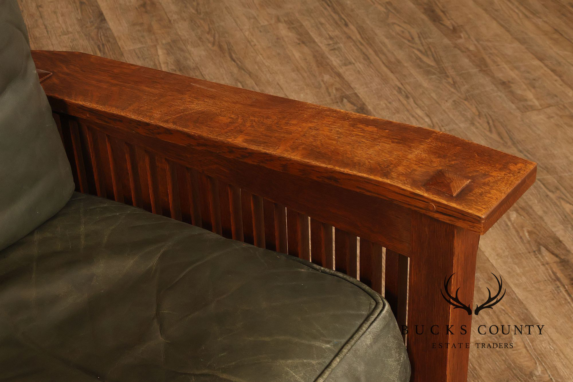 Stickley Mission Collection Oak Bent Arm Morris Chair and Ottoman