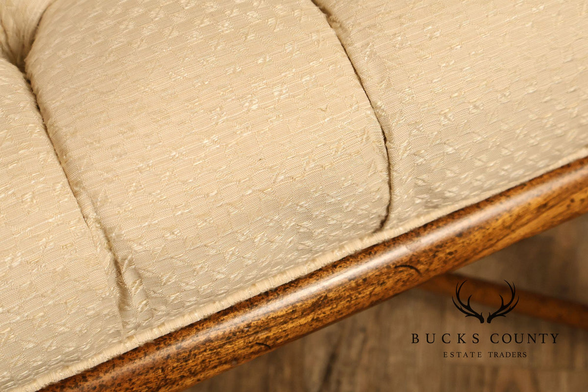 Mid Century Modern Pair of Upholstered Walnut Benches