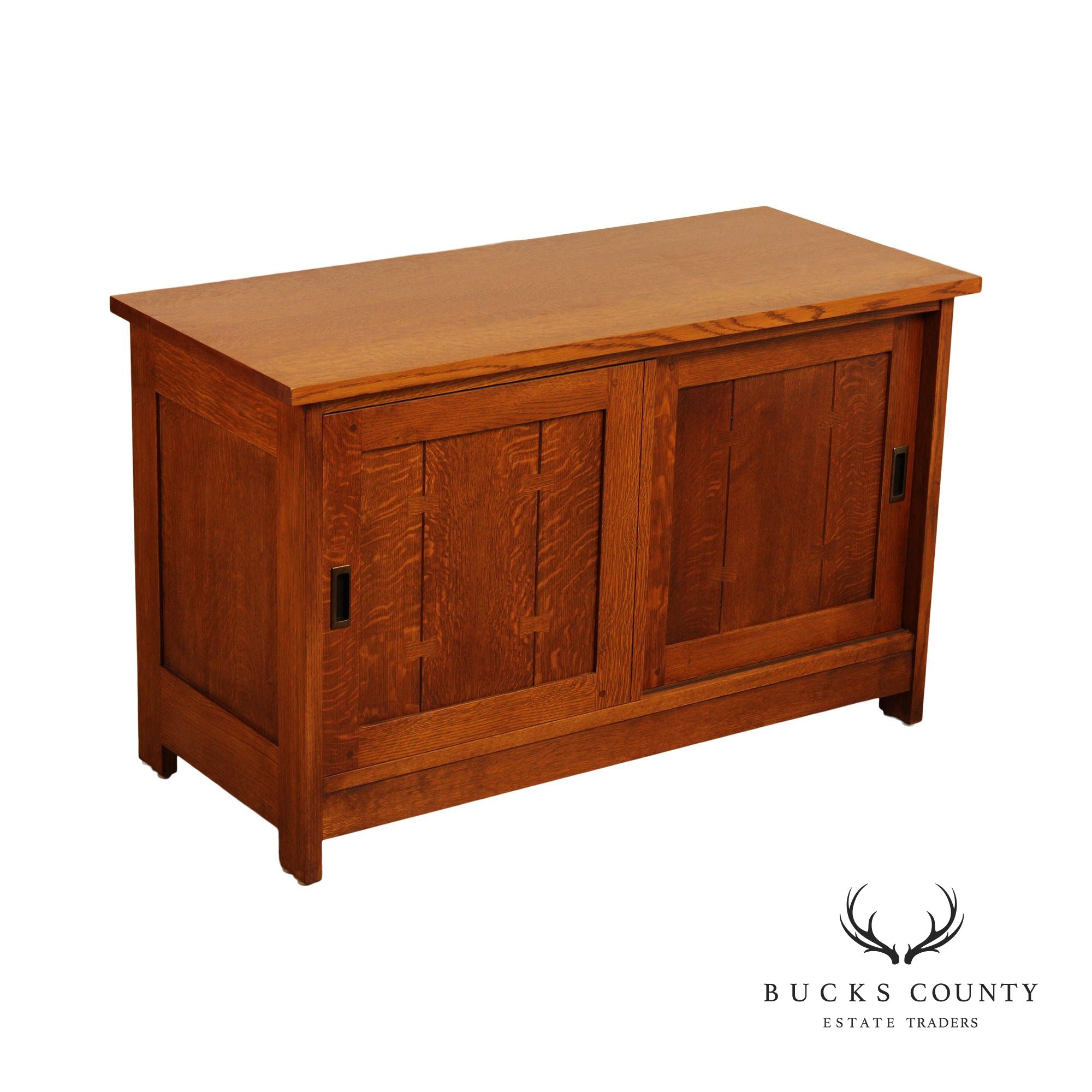 Stickley Mission Collection Oak Sliding Door TV Console