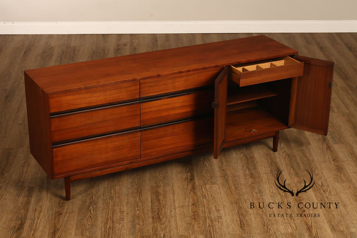 Calvin Mid Century Modern Cane Door Teak Dresser