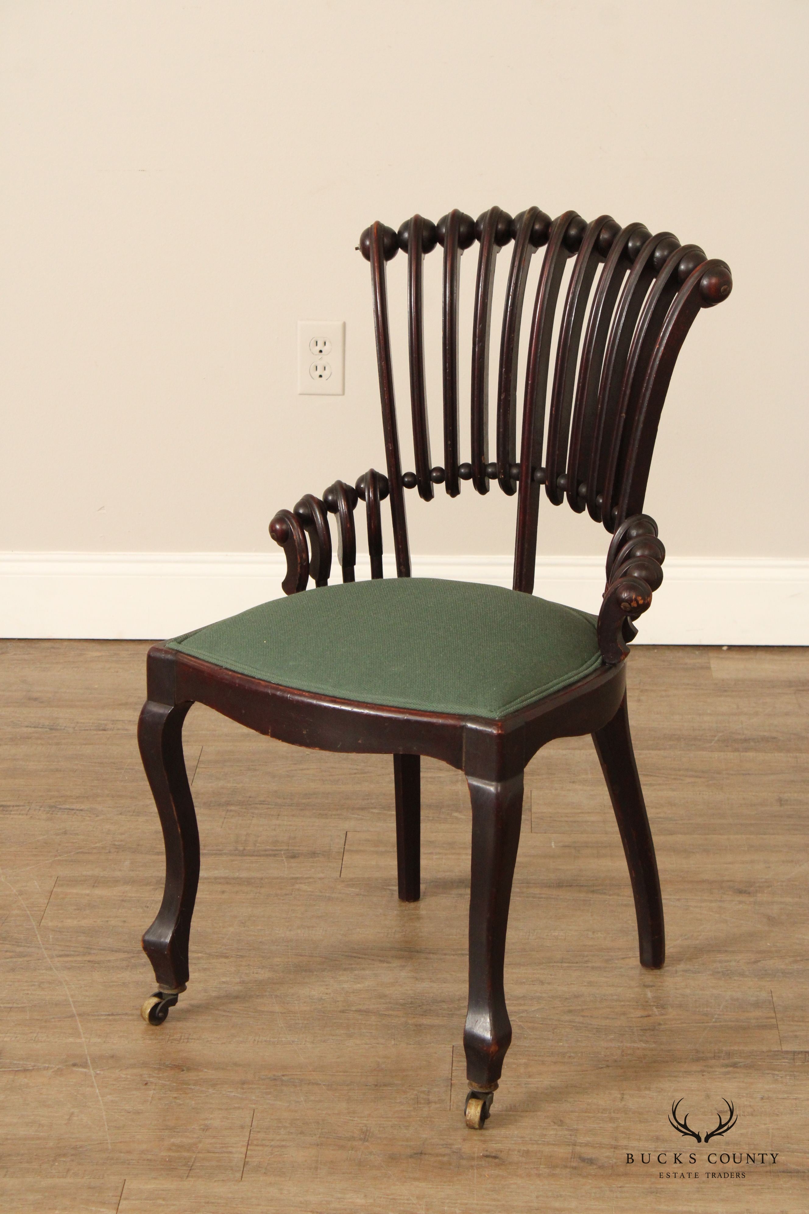 Hunzinger Antique Carved Mahogany 'Lollipop' Side Chair