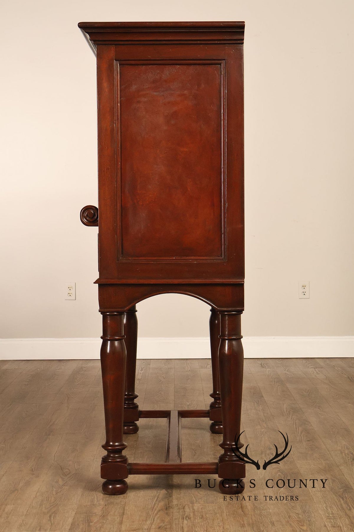 Traditional English Style Drop Front Bar Cabinet With A Stretcher Base