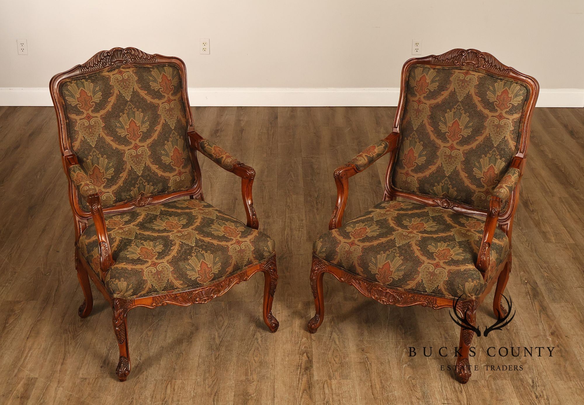 Woodmark Originals Italian Rococo Style Pair of Armchairs