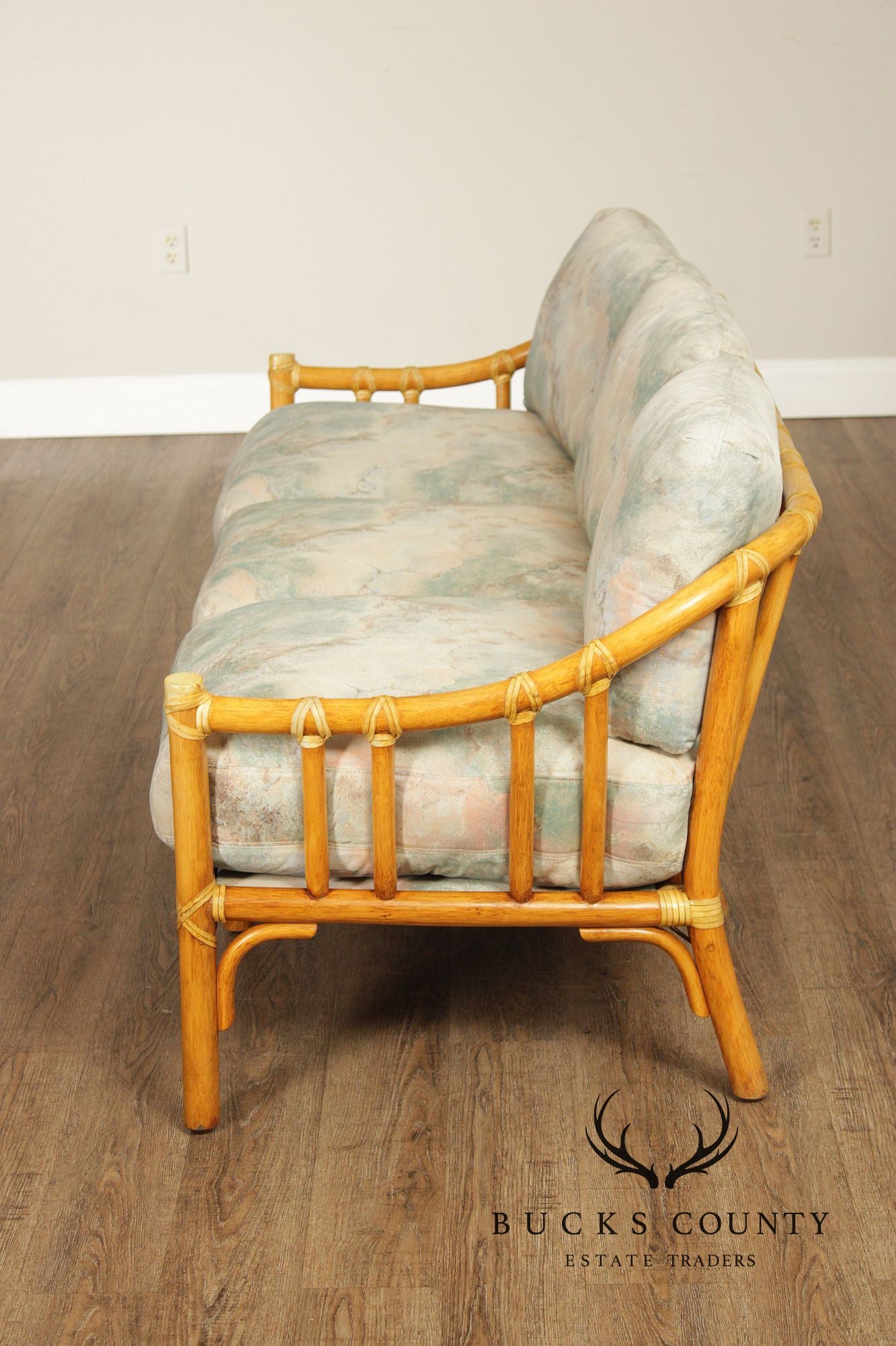 McGuire Organic Modern Rattan Three Cushion Sofa